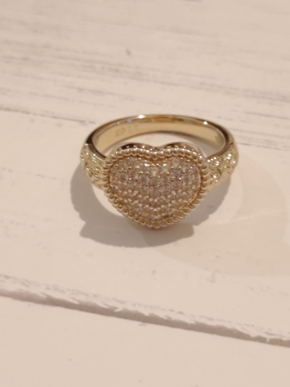 Gold Heart Pavé Ring - Women's Heart Cocktail Ring in Gold